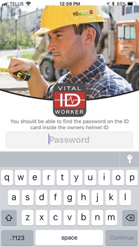 Worker ID mobile app password screen web